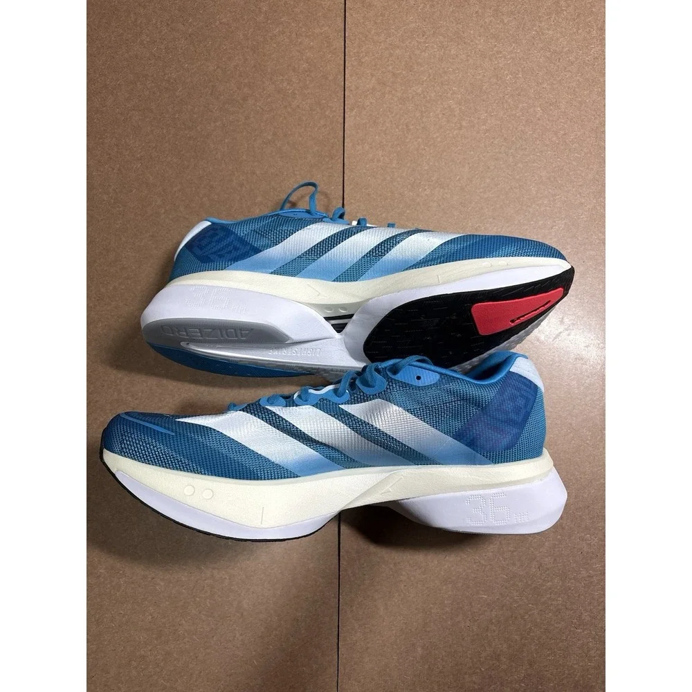 Men's Adidas Adizero Boston 13 Blue Silver Athletic Shoes JR4868 Size 13